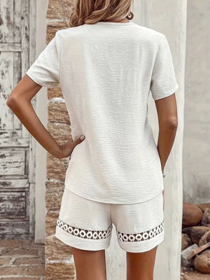 95% polyester, 5% spandex Care instructions: Machine wash cold lounge set in Pink with relaxed silhouette