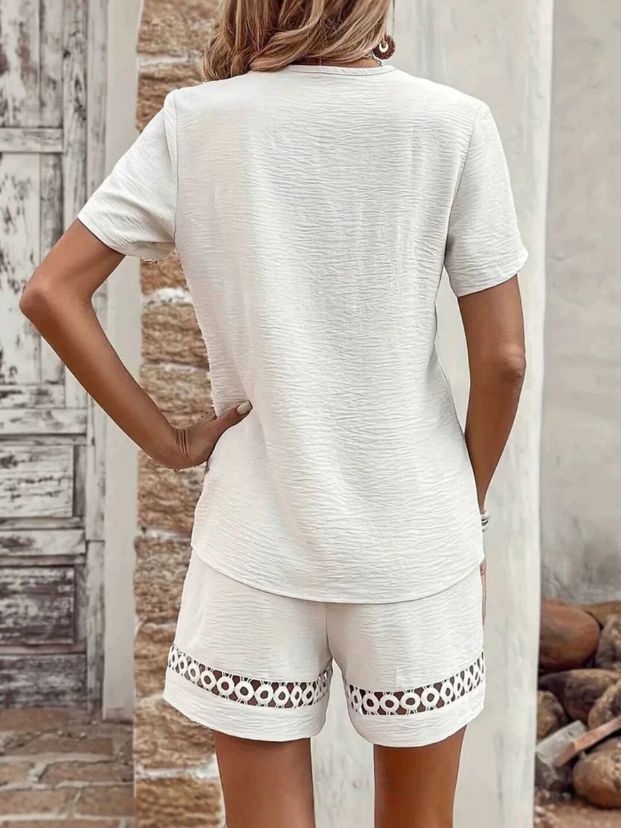 95% polyester, 5% spandex Care instructions: Machine wash cold lounge set in Pink with relaxed silhouette