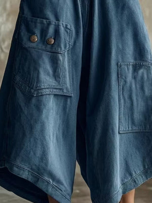 cargo pants in Dusty Blue with pocketed and cropped
