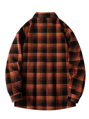 Green Men's Plus Size Plaid Long Sleeve Shirt
