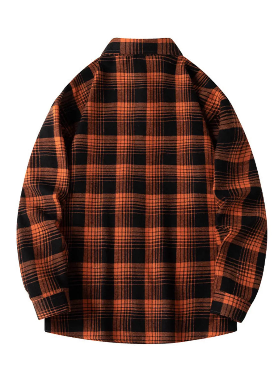 Green Men's Plus Size Plaid Long Sleeve Shirt