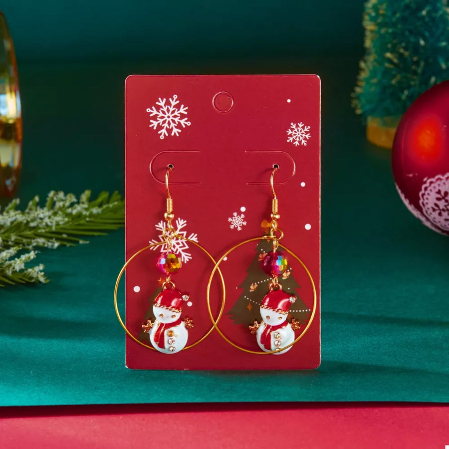 Red earrings with drop and hook-and-eye