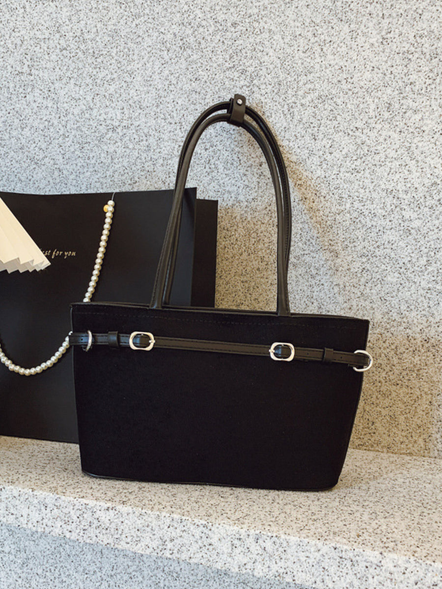 Suede Imported Size &amp handbag in Khaki with boxy silhouette