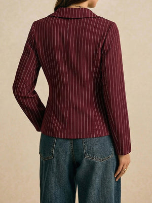 blouse in Burgundy with striped and lace detail