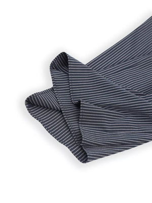 Blue striped sleeveless top and wide-leg pants set detail