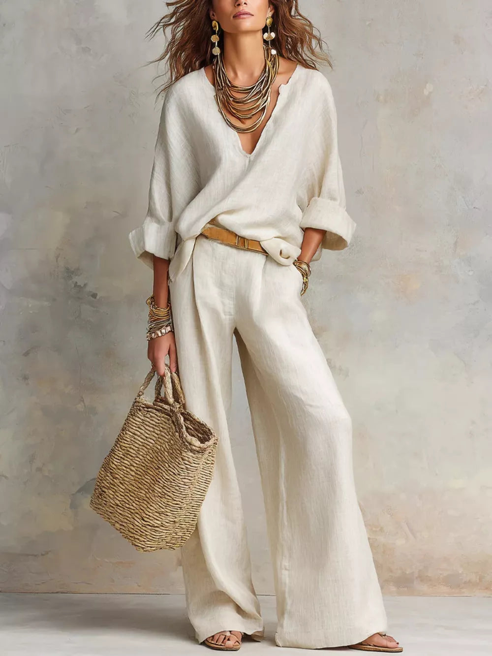 lounge set in ivory featuring loose fit and loose fit