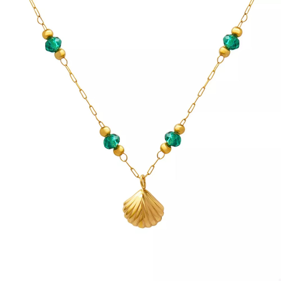 necklace in emerald green with 18K gold-plated and choker