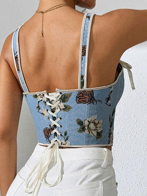 sage green fitted crop top with sweetheart
