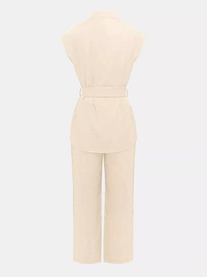 Ivory with Sleeveless Top And Wide-leg Pants Set