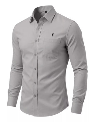 Men's Slim Fit Button Up Shirt Plus Size in Black, view 13