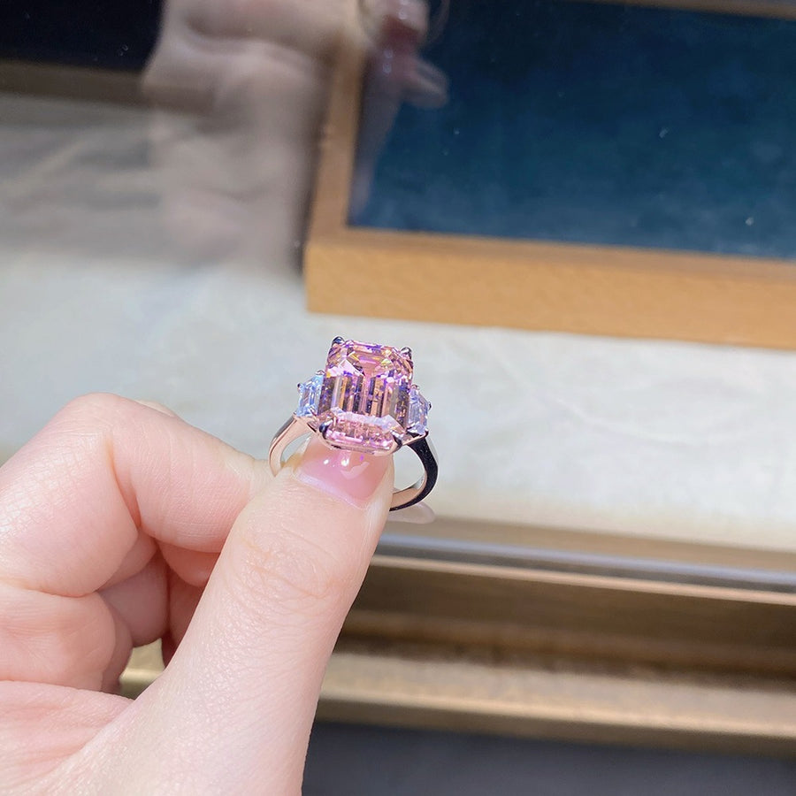 ring featuring geometric in Blush Pink with 925 sterling silver,Zircon Care instructions: Avoid wearing during exercise, as