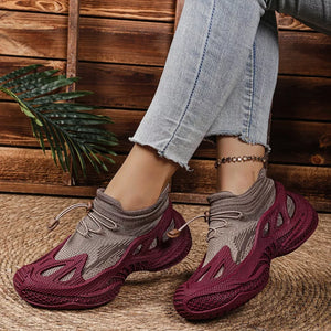 Purple Lace Up Round Toe Sneakers