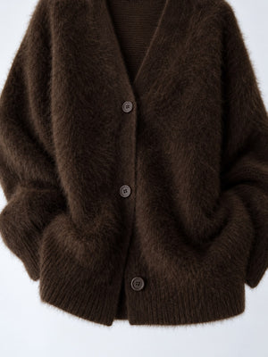 classic cardigan in Light Gray with v-neck