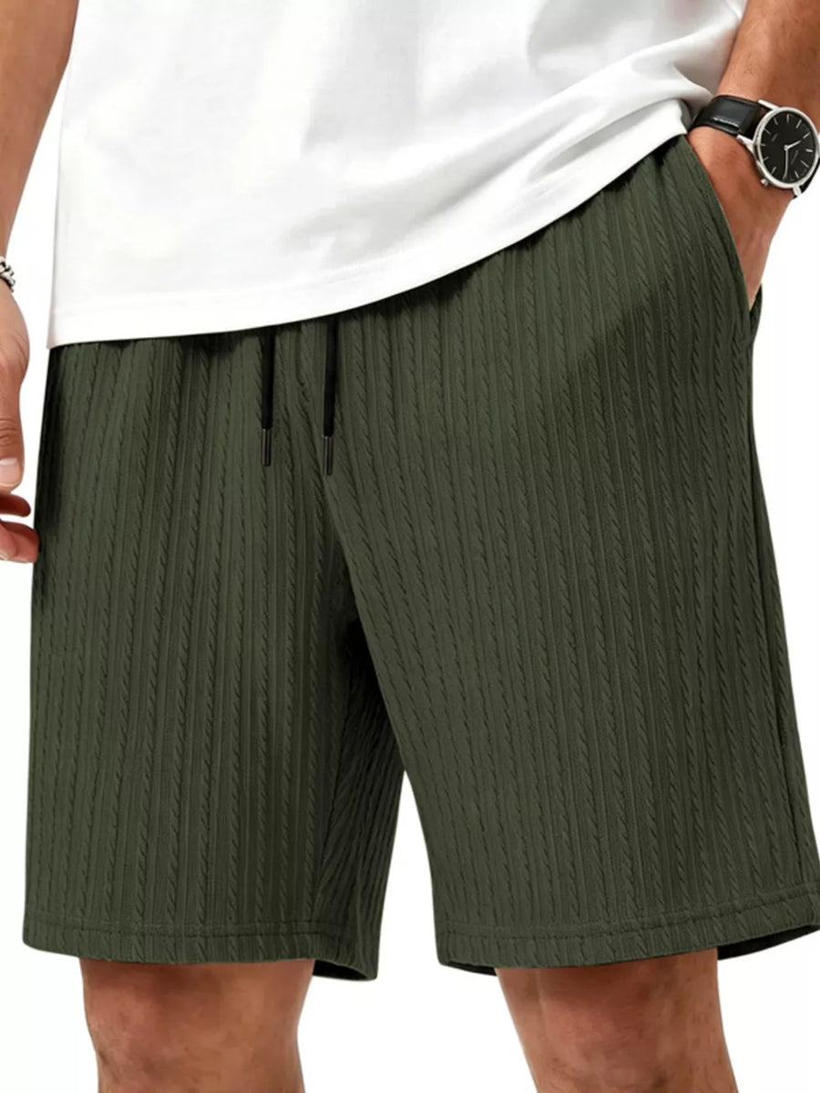 Light Gray athletic shorts featuring drawstring waist and textured