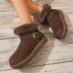 boots in camel with faux fur lining and ankle-length