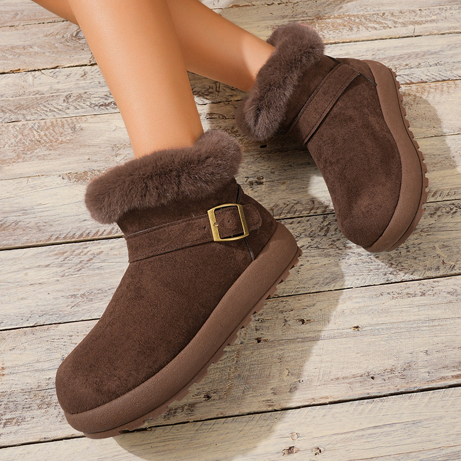 boots in camel with faux fur lining and ankle-length