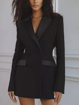 Satin Lapel Double-breasted Blazer option 5