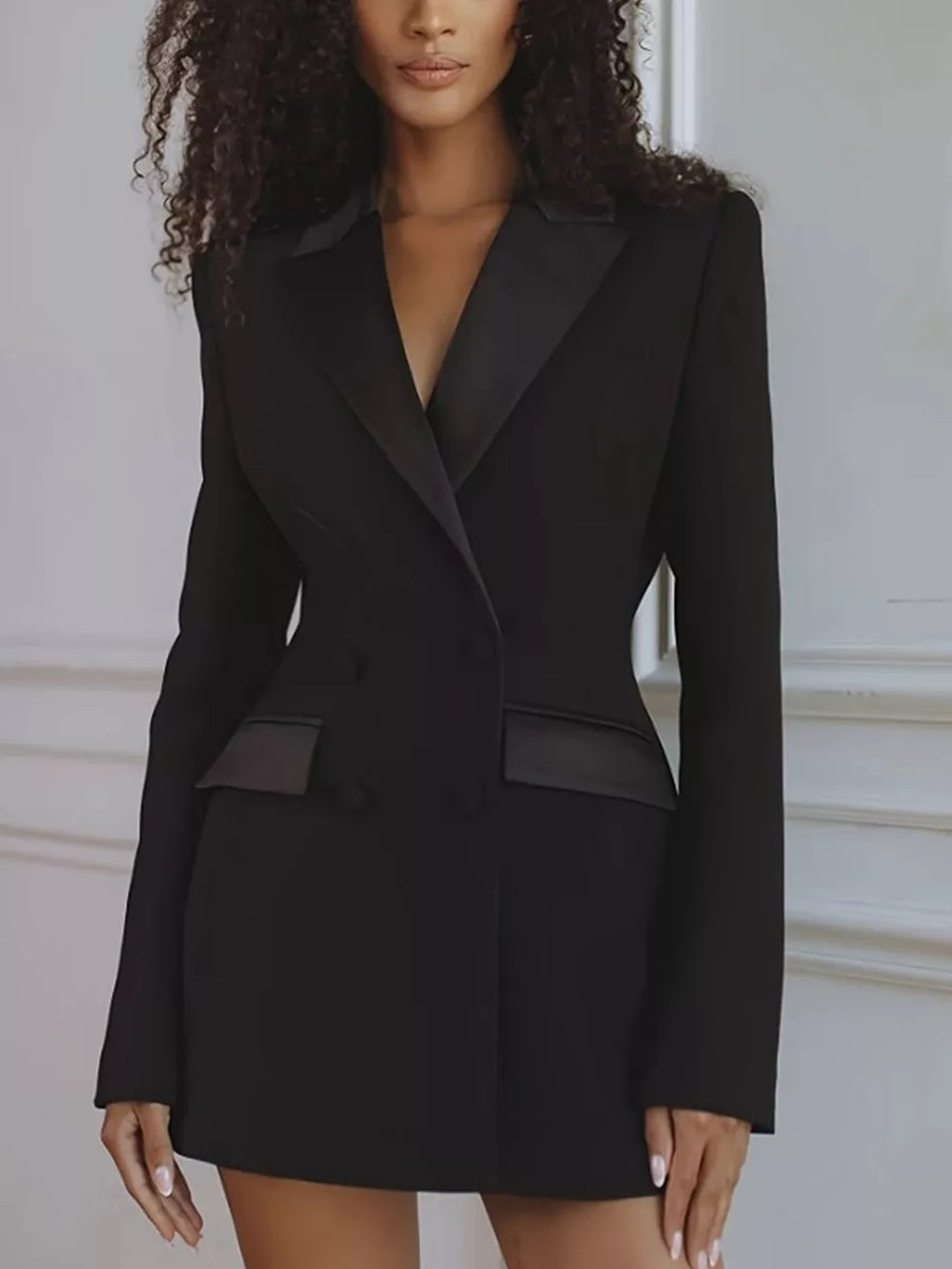 Satin Lapel Double-breasted Blazer option 5