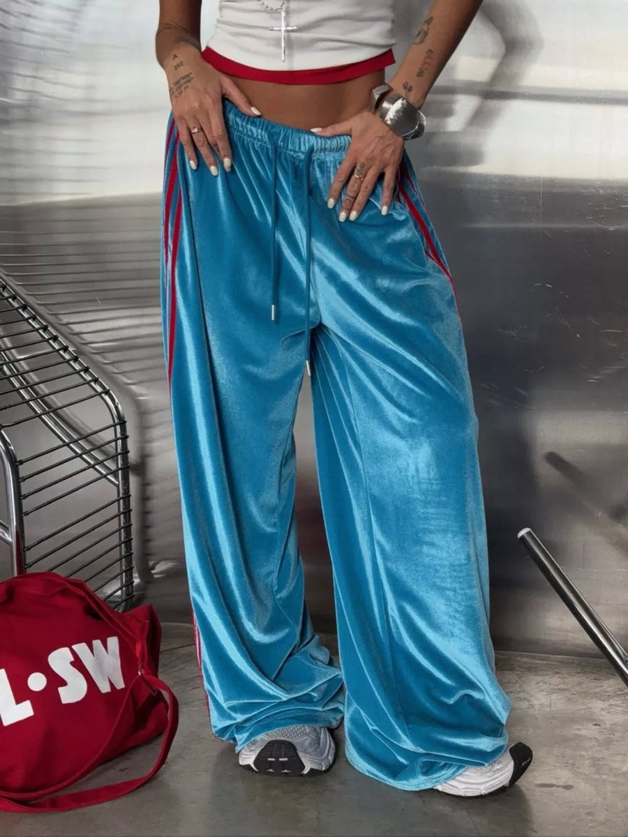 Velvet Wide-leg Pants in Green