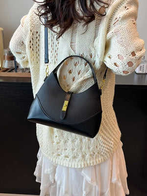 Black with Pu Leather Crossbody Bag