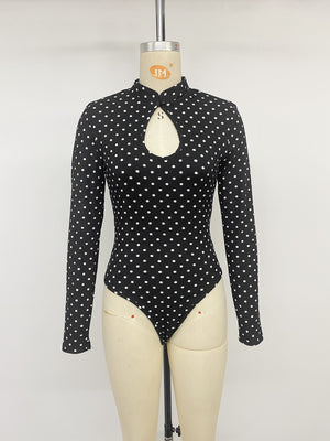 white bodysuit with pullover and polka dot