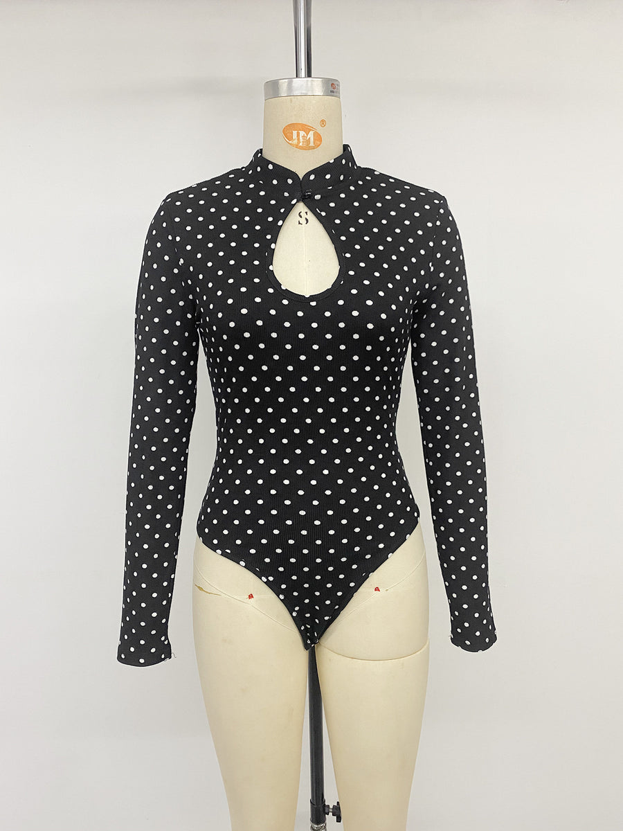 white bodysuit with pullover and polka dot