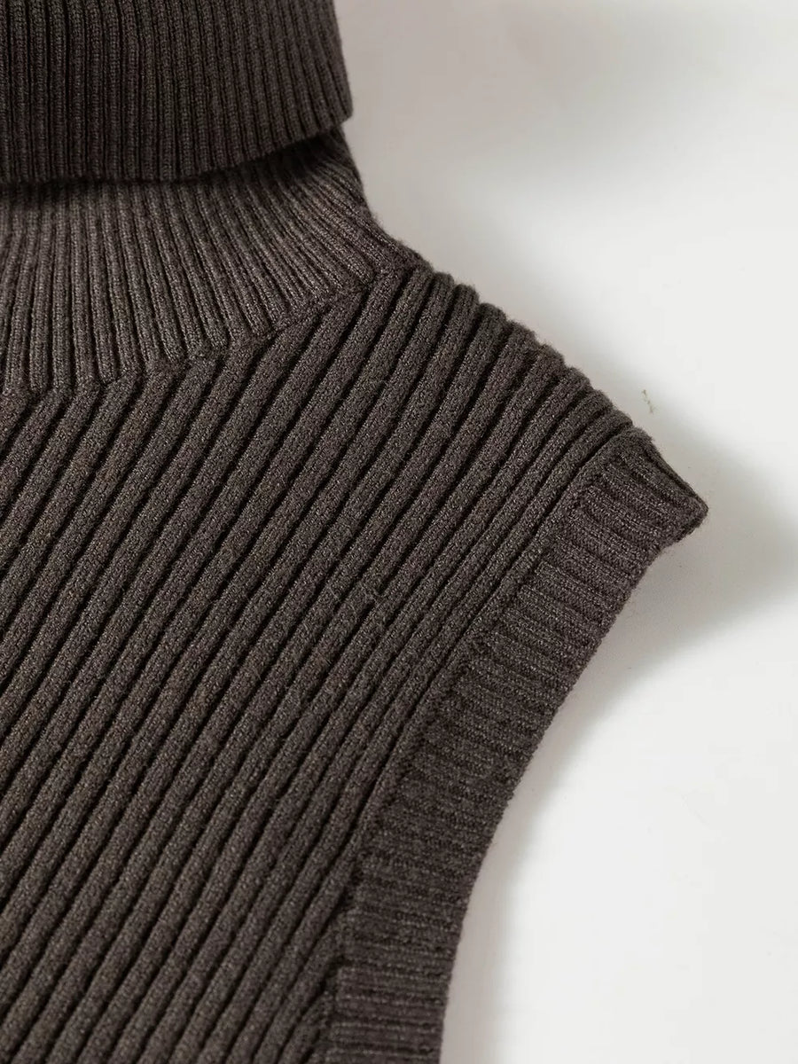 charcoal slim sweater vest with turtleneck