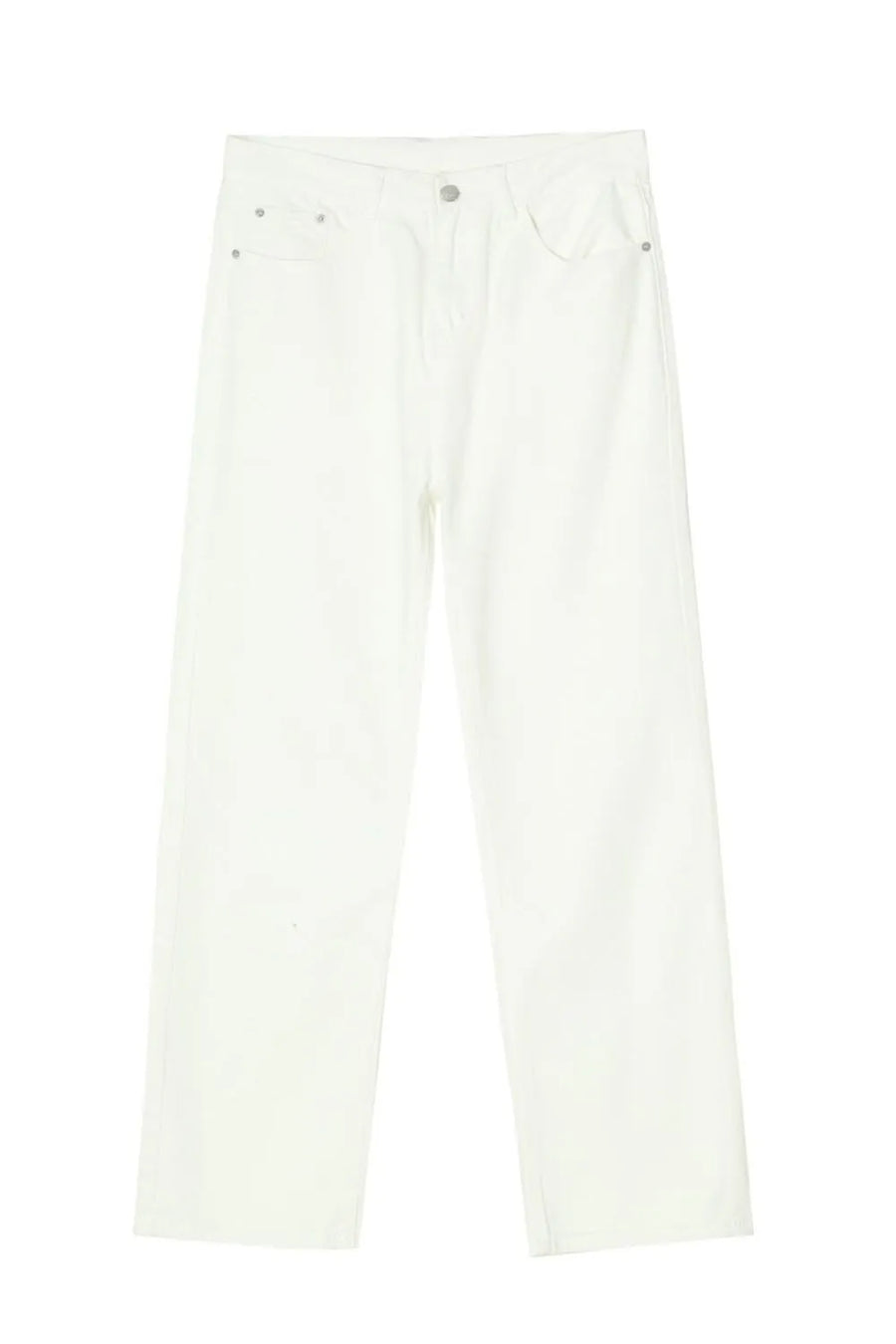 Relaxed fit ivory denim trousers with a straight leg and classic five-pocket styling.