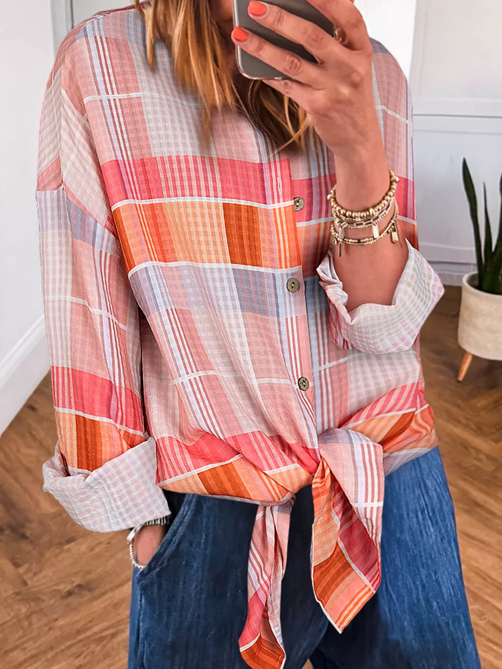 Sherbet Oversized Check Tunic Shirt