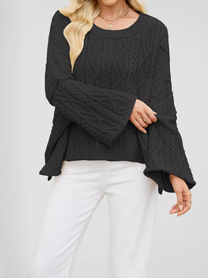Khaki oversized pullover sweater with crew neck