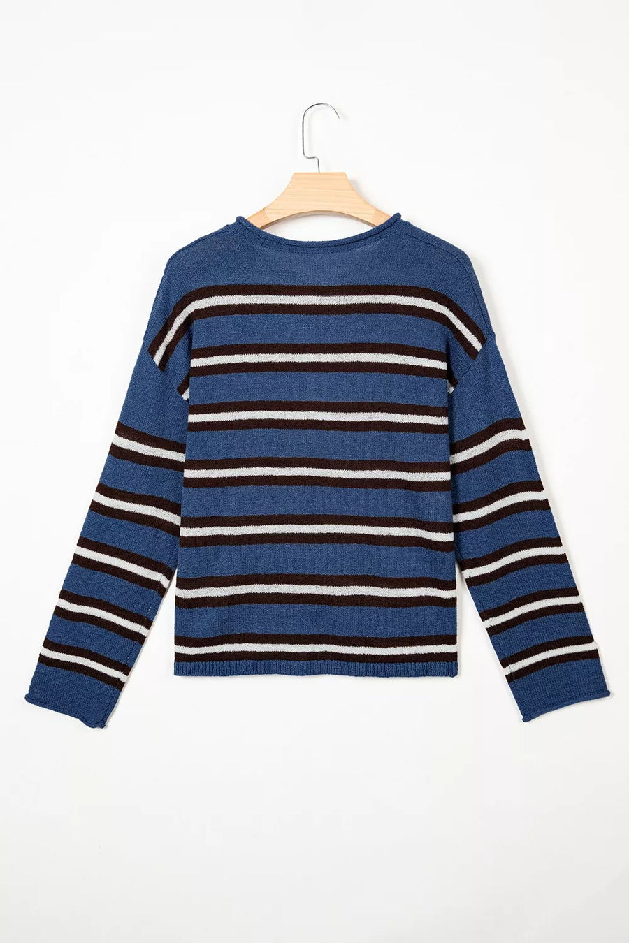 Striped Drop Shoulder Button Cardigan option 10