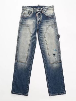 Dark Men's Distressed Wash Jeans