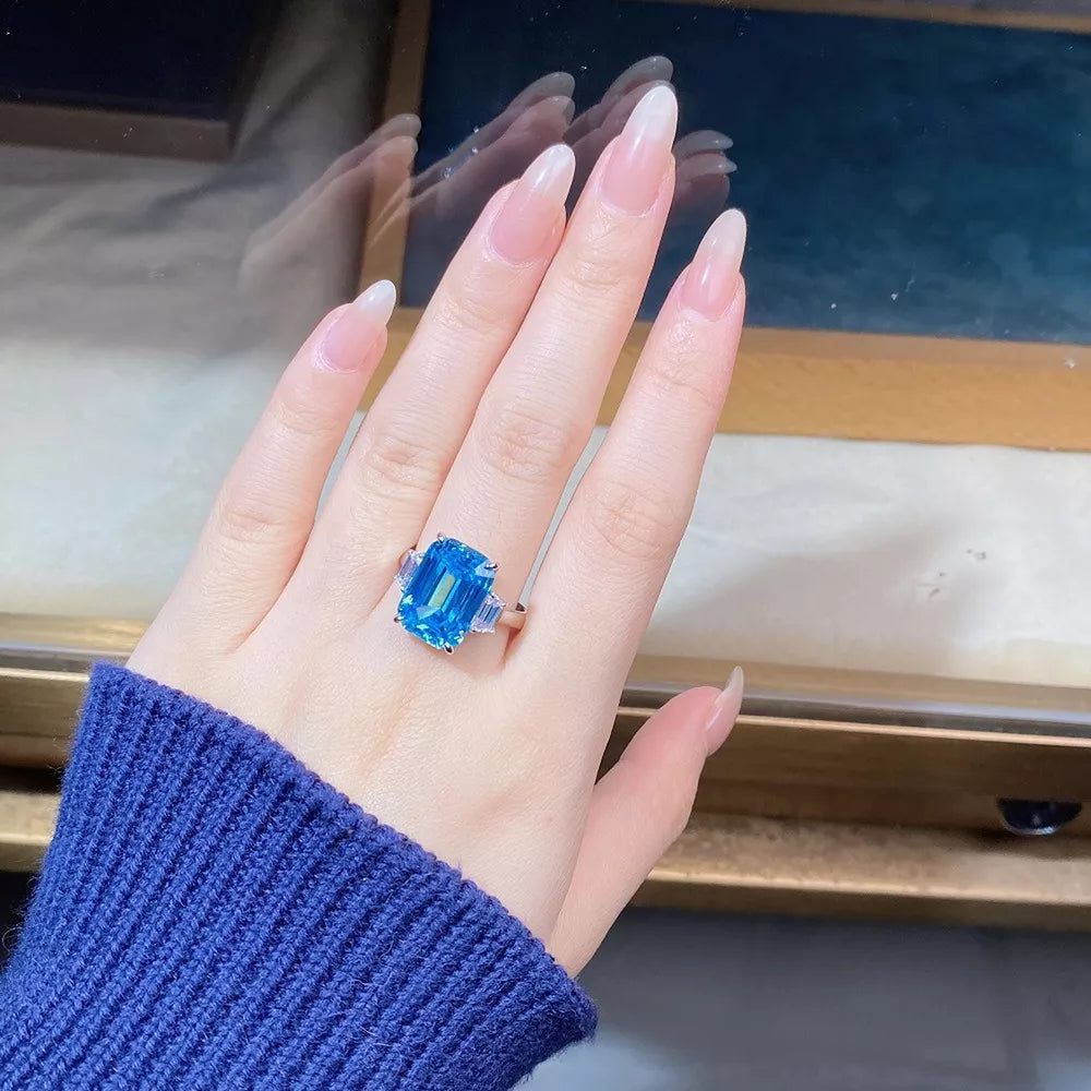 sky blue ring with geometric and none
