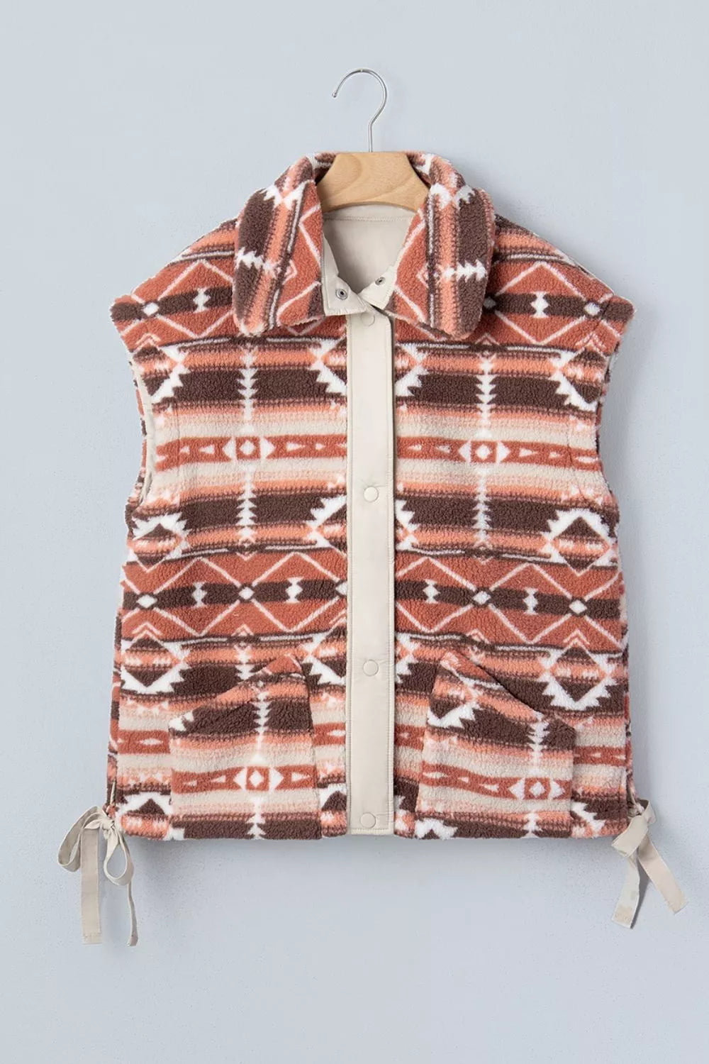 cream relaxed vest with collared