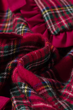 Plaid Tie Neck Ruffle Cuffs Blouse option 10