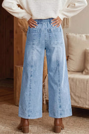 71% cotton, 27 wide-leg jeans in Light Blue with wide-leg silhouette