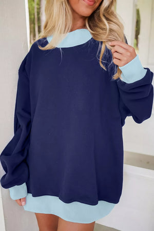 Dark Navy sweatshirt featuring color-block trim and color-block