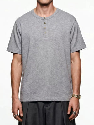 Men's Short Sleeve Henley T-shirt in Khaki