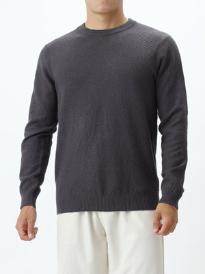 Dark Gray crewneck sweater with pullover and geometric