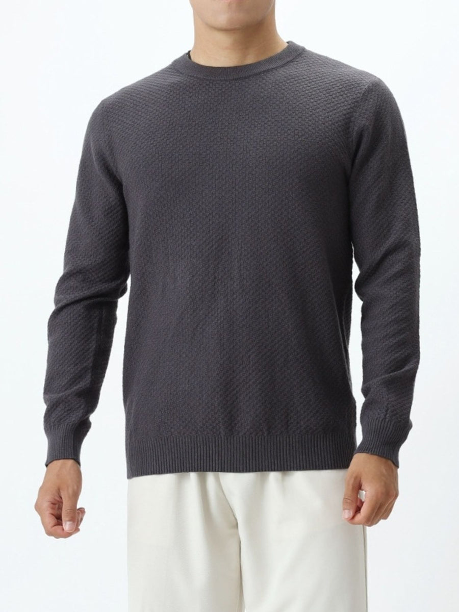 Dark Gray crewneck sweater with pullover and geometric