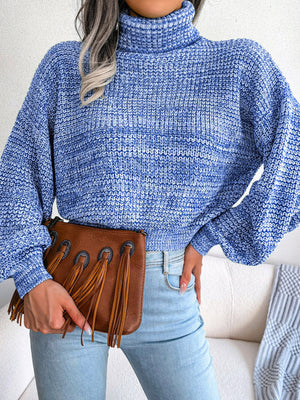 white turtleneck sweater with waist-length and pullover