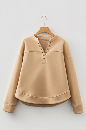 classic sweatshirt in camel with henley