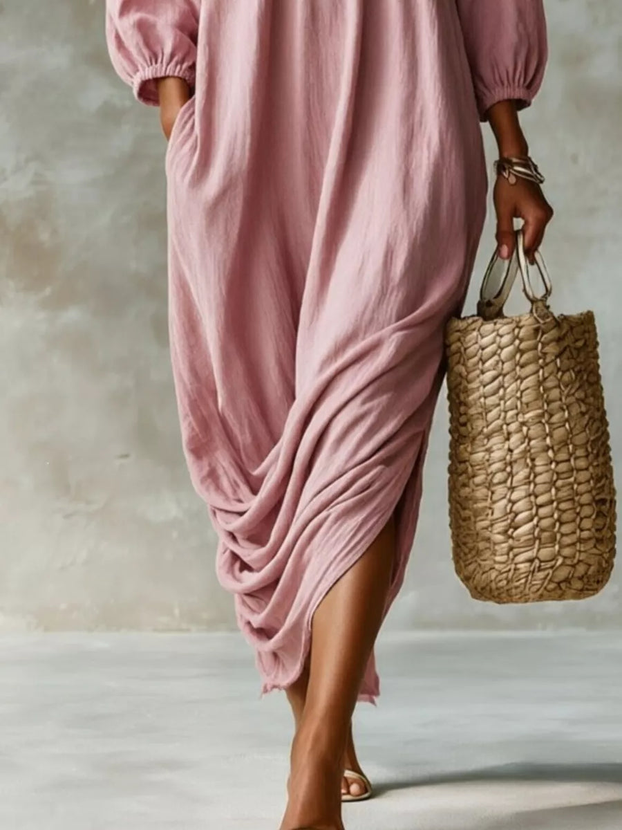 100% polyester Care instructions: Machine wash cold midi dress in Sage with relaxed silhouette
