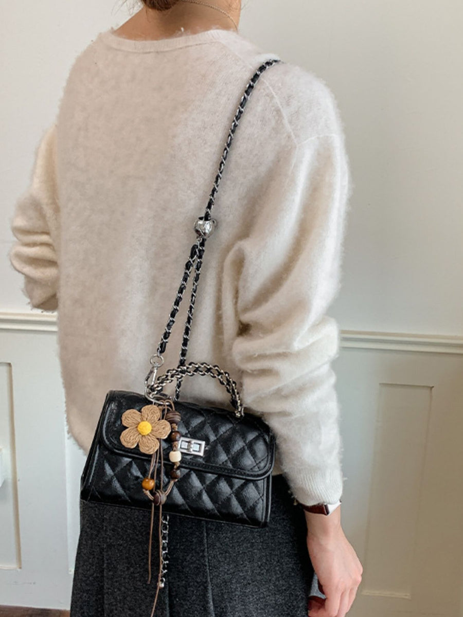 crossbody bag featuring quilted in Black with PU Leather Imported Size &amp texture