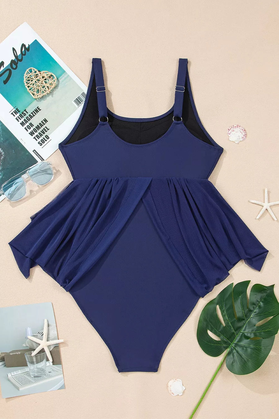 brown bodycon one-piece swimsuit with v-neck