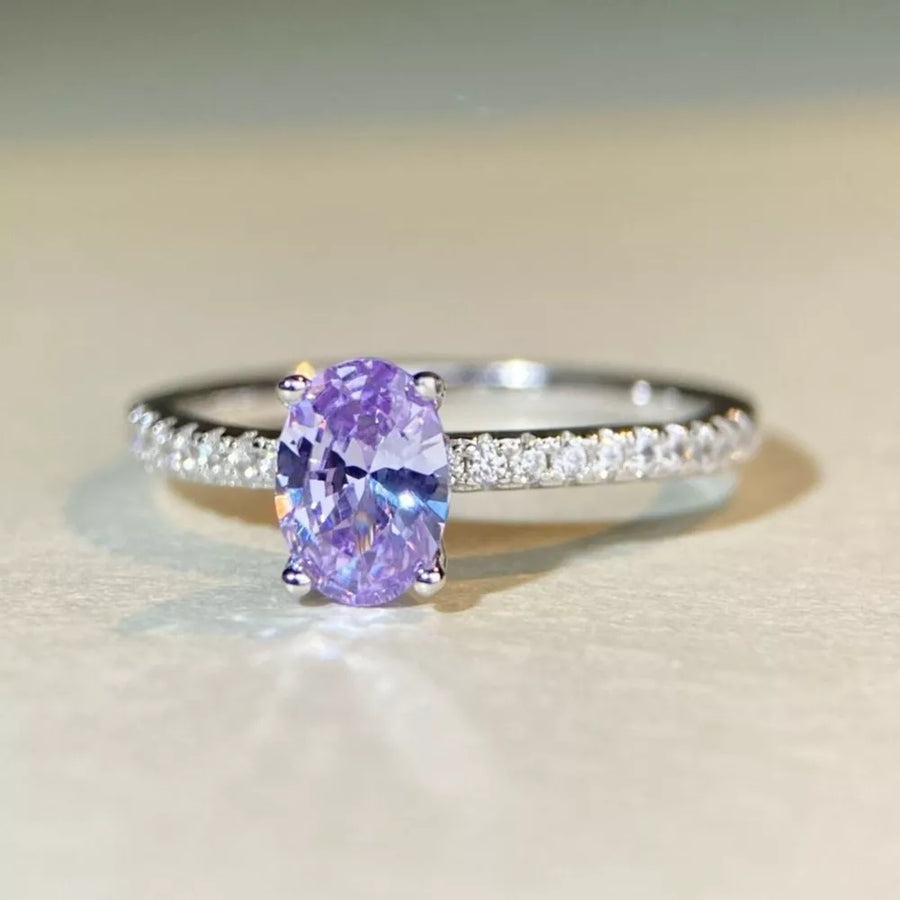 925 sterling silver,Zircon Care instructions: Avoid wearing during exercise, as ring in silver with band silhouette