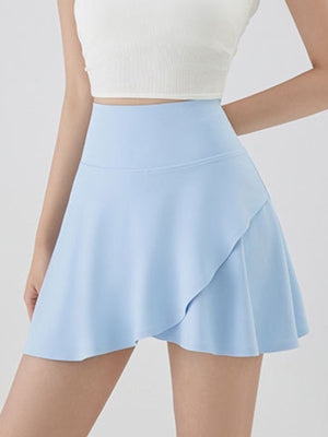mini skirt in blush pink with high-waisted and mini