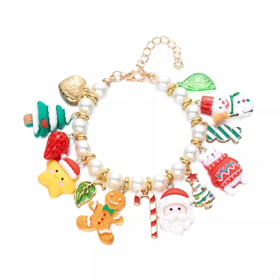 bracelet in red with christmas charms and 7.1 inches