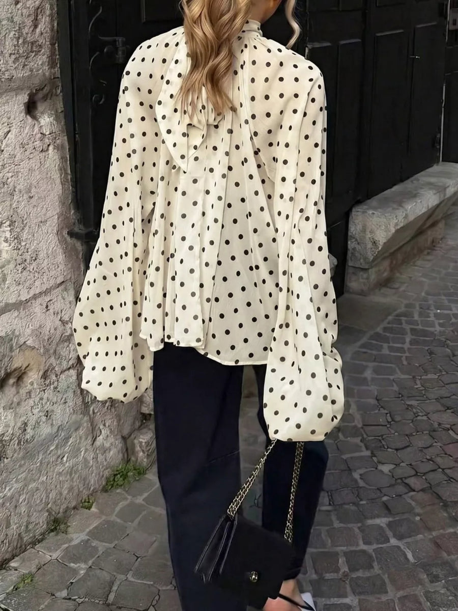 Polka Dot Balloon Sleeve Blouse option 6