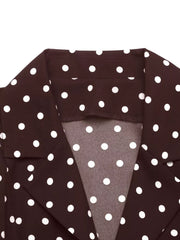 white shirt dress with button-front and polka dot